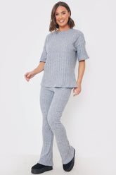 Brushed Rib Wide Leg Trousers