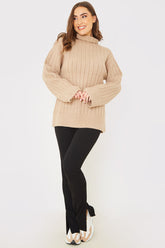 Compact Rib Split Hem Leggings