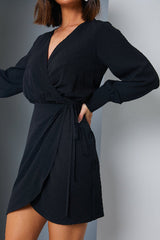 Draped Wrap Mini Dress
