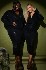 Disco Sequin Ruched Midaxi Dress