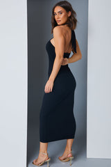 Asymmetric Ring Detail Midi Dress