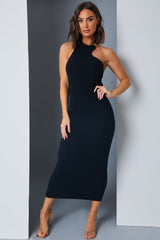 Asymmetric Ring Detail Midi Dress
