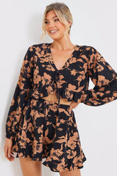 Abstract Floral Frill Co-Ord Shorts