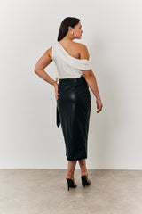 Faux Leather Wrap Skirt