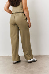 Elasticated Mid Rise Wide Leg Trouser