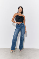 Black Satin Bow Detail Cami Top