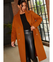 Chi Chi London Double Breasted Longline Coat in Orange