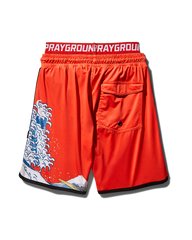KIDS JAPAN WAVE SWIM TRUNKS (RED)
