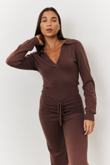 Collared Knit Jumpsuit