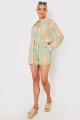 Elasticated High Waist Beach Co-Ord Shorts