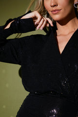 Disco Sequin Ruched Midaxi Dress