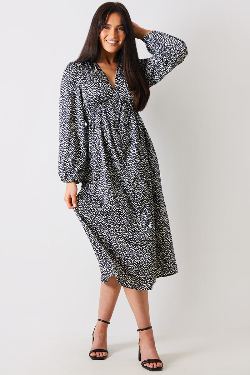 Animal Print Smock Midi Dress