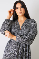 Animal Print Smock Midi Dress