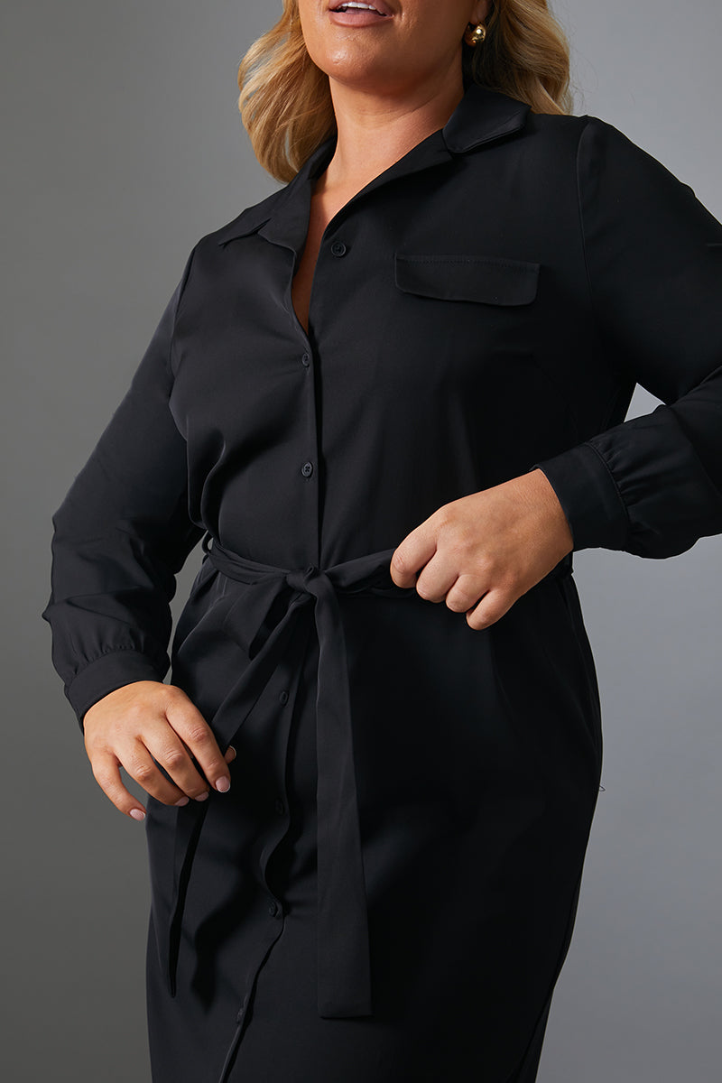 Button Up Belted Dress