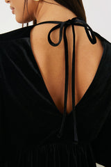 Black Velvet Smock Mini Dress