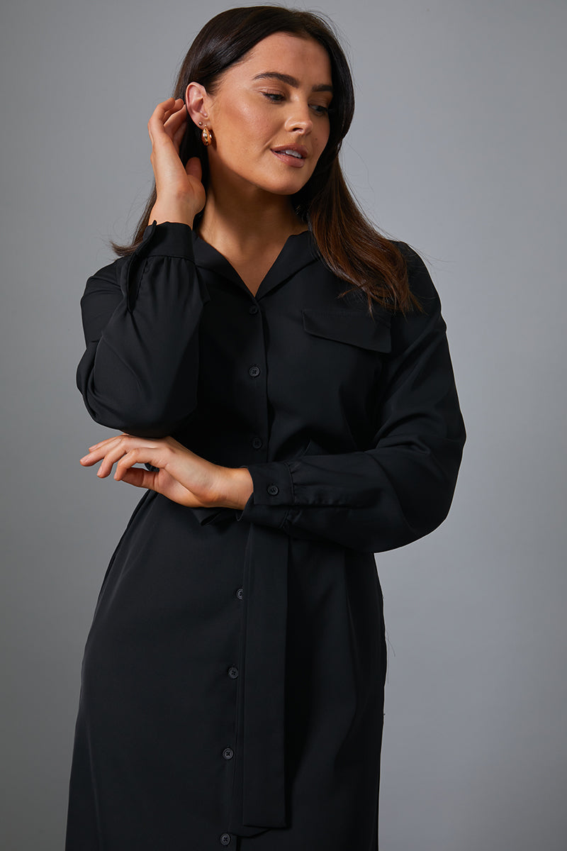 Button Up Belted Dress