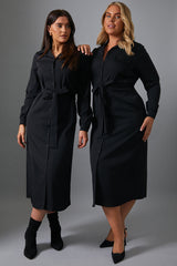Button Up Belted Dress