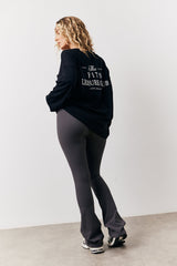 Charcoal High Waisted Sculpt and Control Kick Flare Ribbed Trouser