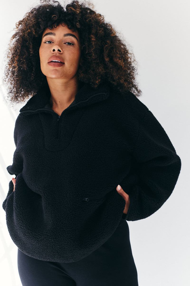Borg Lined Half Zip Up Fleece
