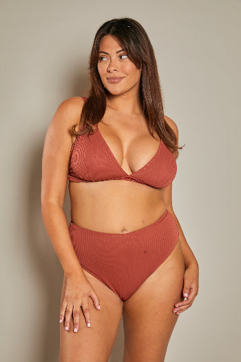 Contour Rib High Leg High Waisted Bikini Bottoms