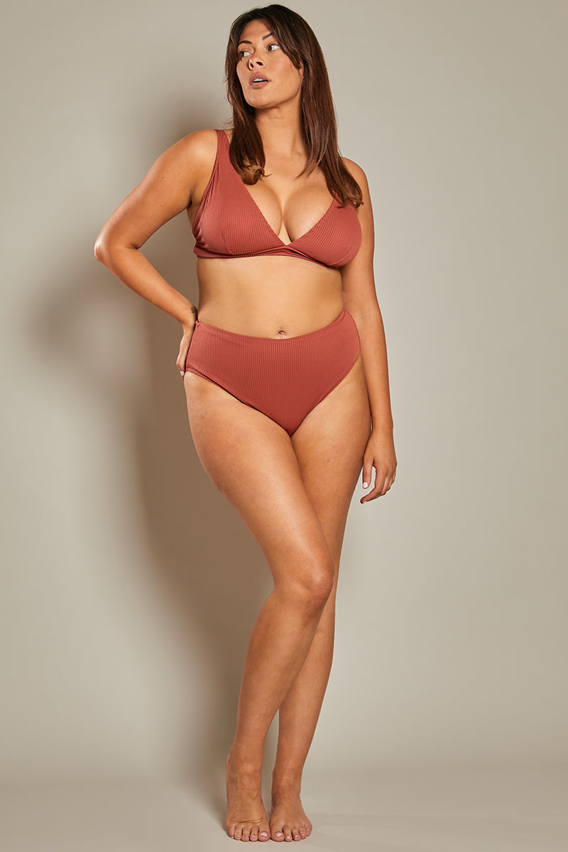 Contour Rib High Leg High Waisted Bikini Bottoms
