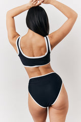 Black Scoop Neck Bikini Top
