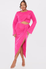 Acetate Slinky Wrap Co-Ord Midi Skirt