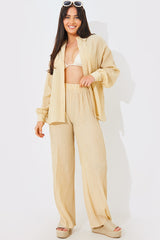 Crinkle Wide Leg Trousers