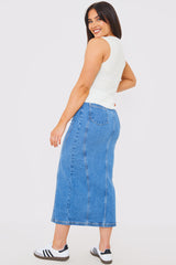 Denim Split Midaxi Skirt