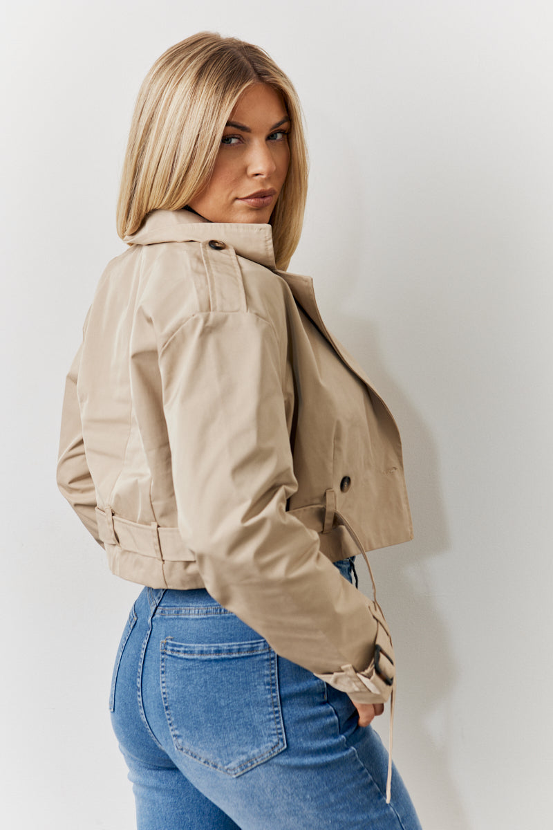 Cropped Belted Trench Coat