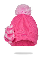 PINK LIL BEAR PUFF BEANIE
