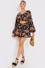 Abstract Floral Frill Co-Ord Shorts