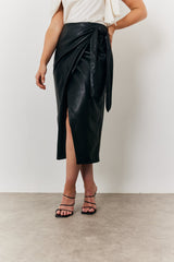 Faux Leather Wrap Skirt