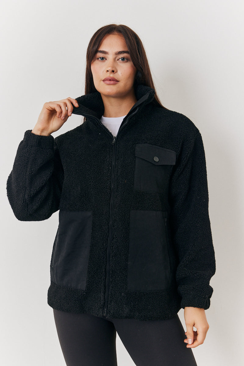 Borg Jacket With Pocket Detail