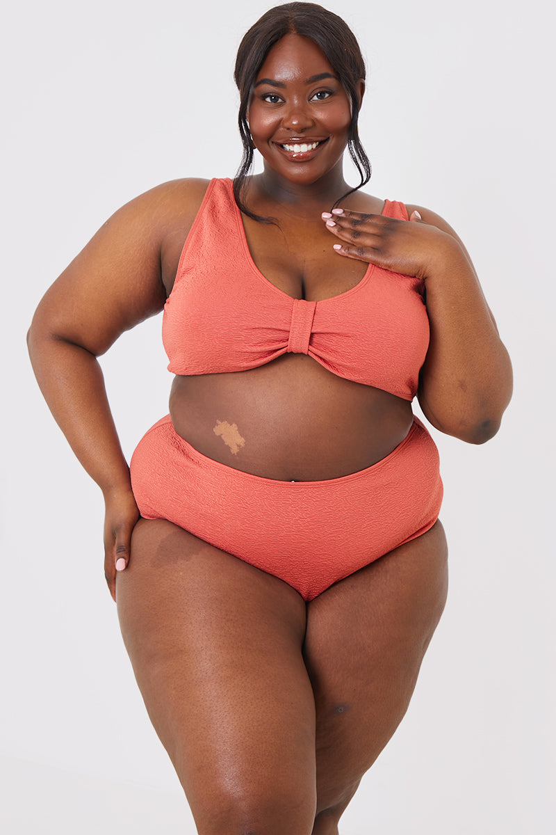 Control Textured High Waist Bikini Bottoms