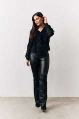 Black Ruffle Chiffon Blouse