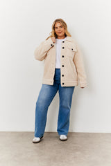 Borg Button Through Jacket with Pockets