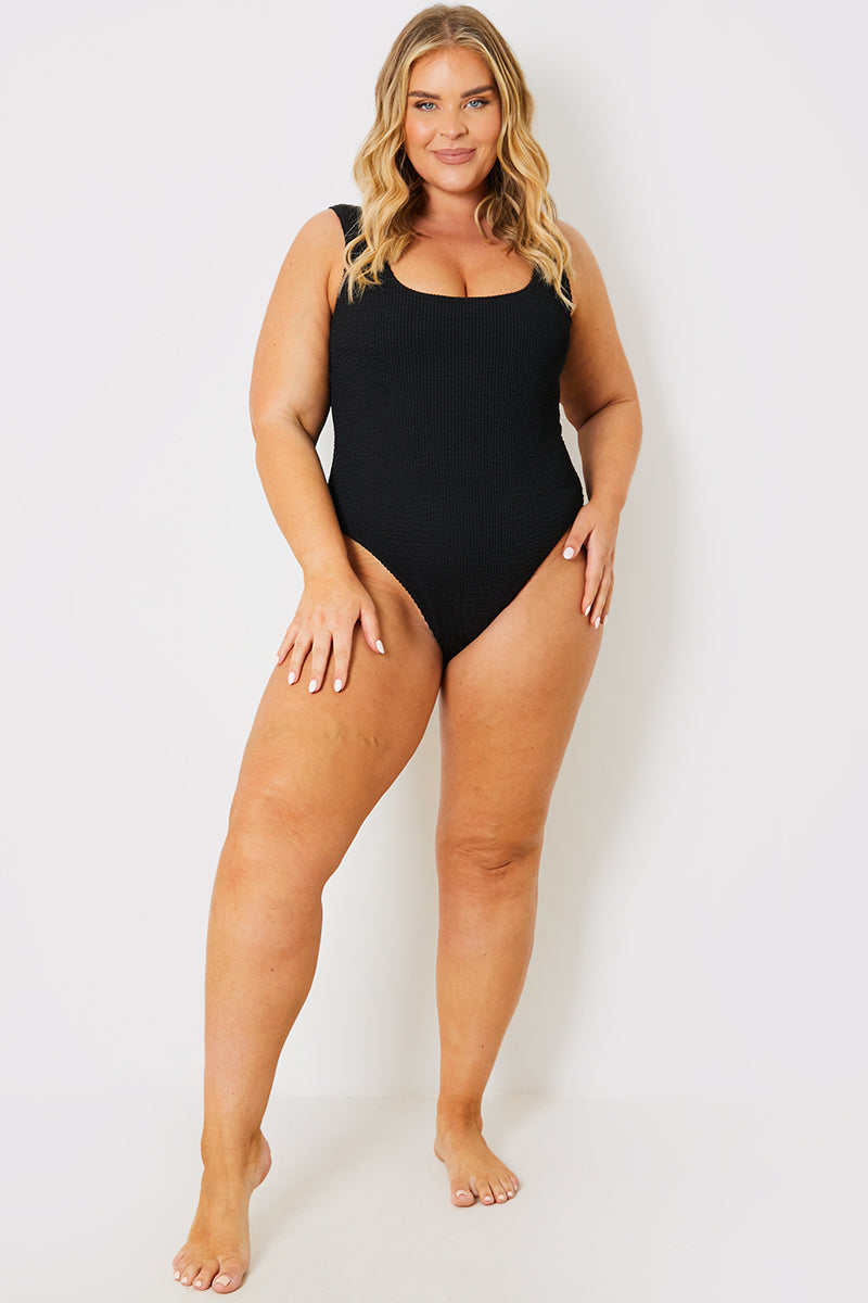 Control Crinkle Scoop Neck Swimsuit