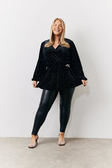 Black Studded Velvet Blouse