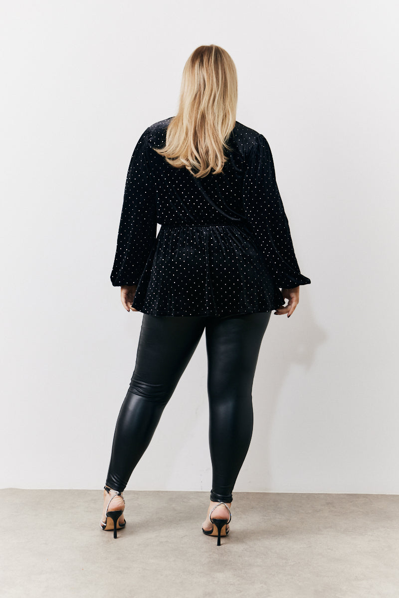 Black Studded Velvet Blouse