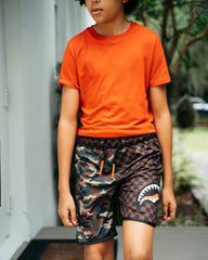 KIDS CHECKS & CAMO SWIM TRUNKS