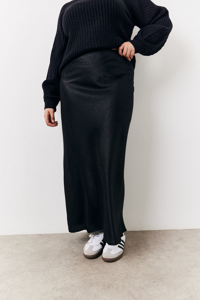 Black Jacquard Printed Slip Skirt