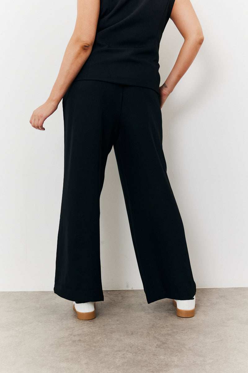Elasticated Mid Rise Wide Leg Trouser