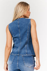 Denim Crew Neck Waistcoat