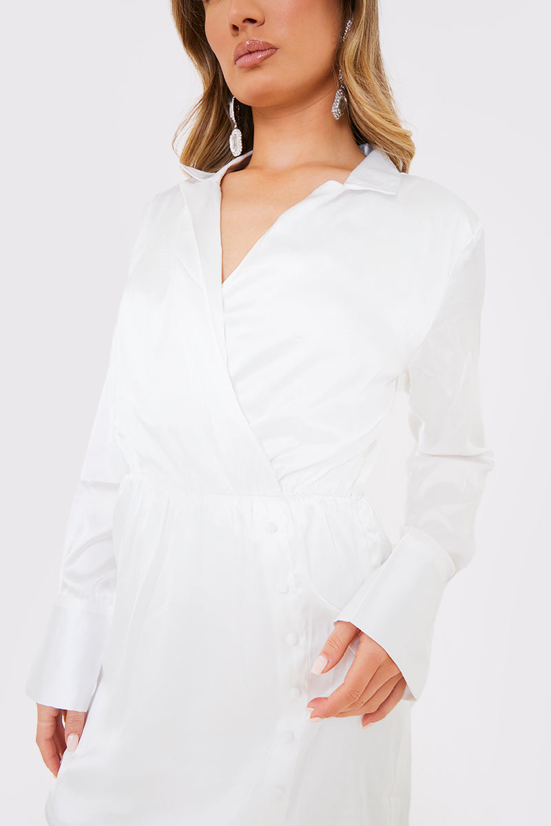 Collar Button Mini Dress
