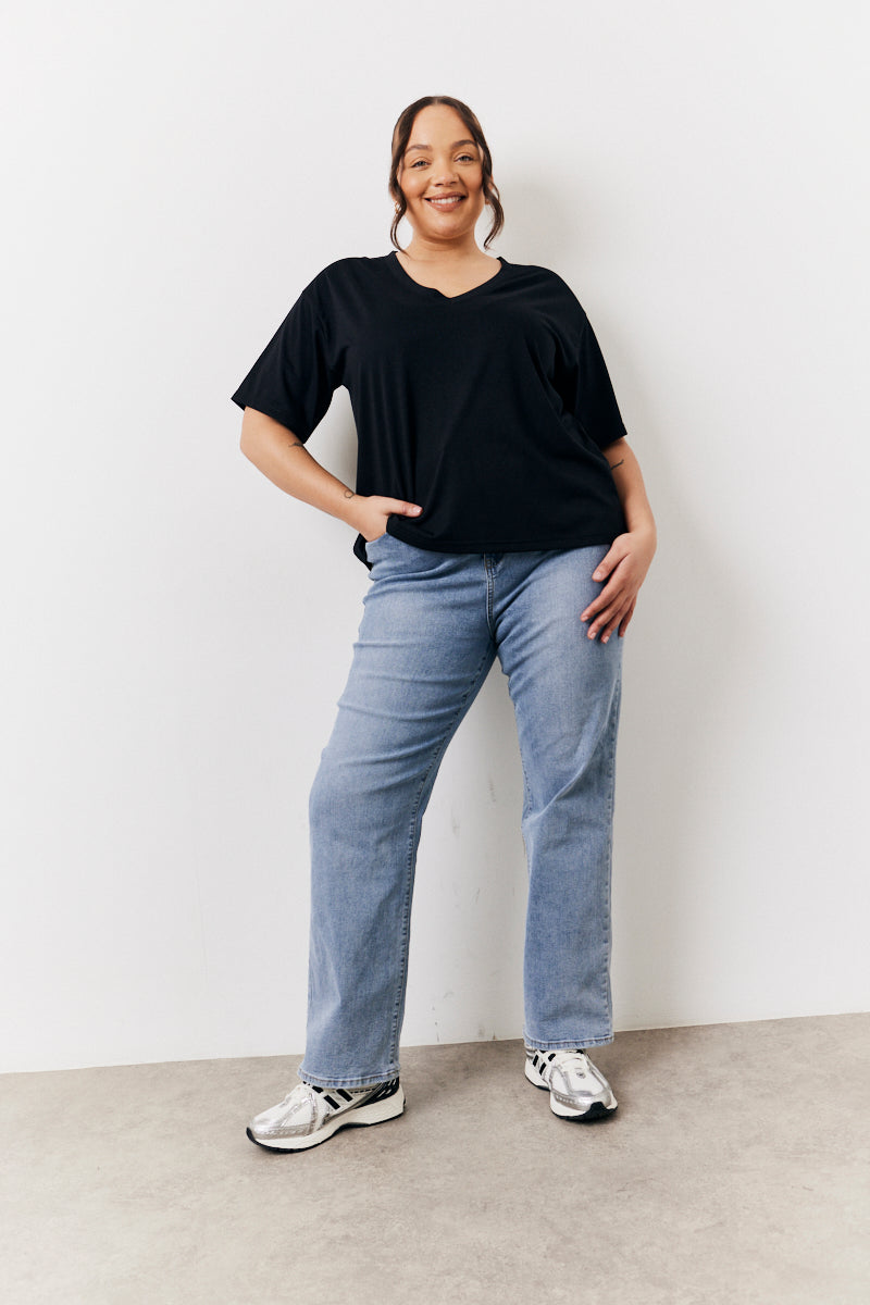 Black and White 2 Pack Slouchy V-Neck T-Shirt