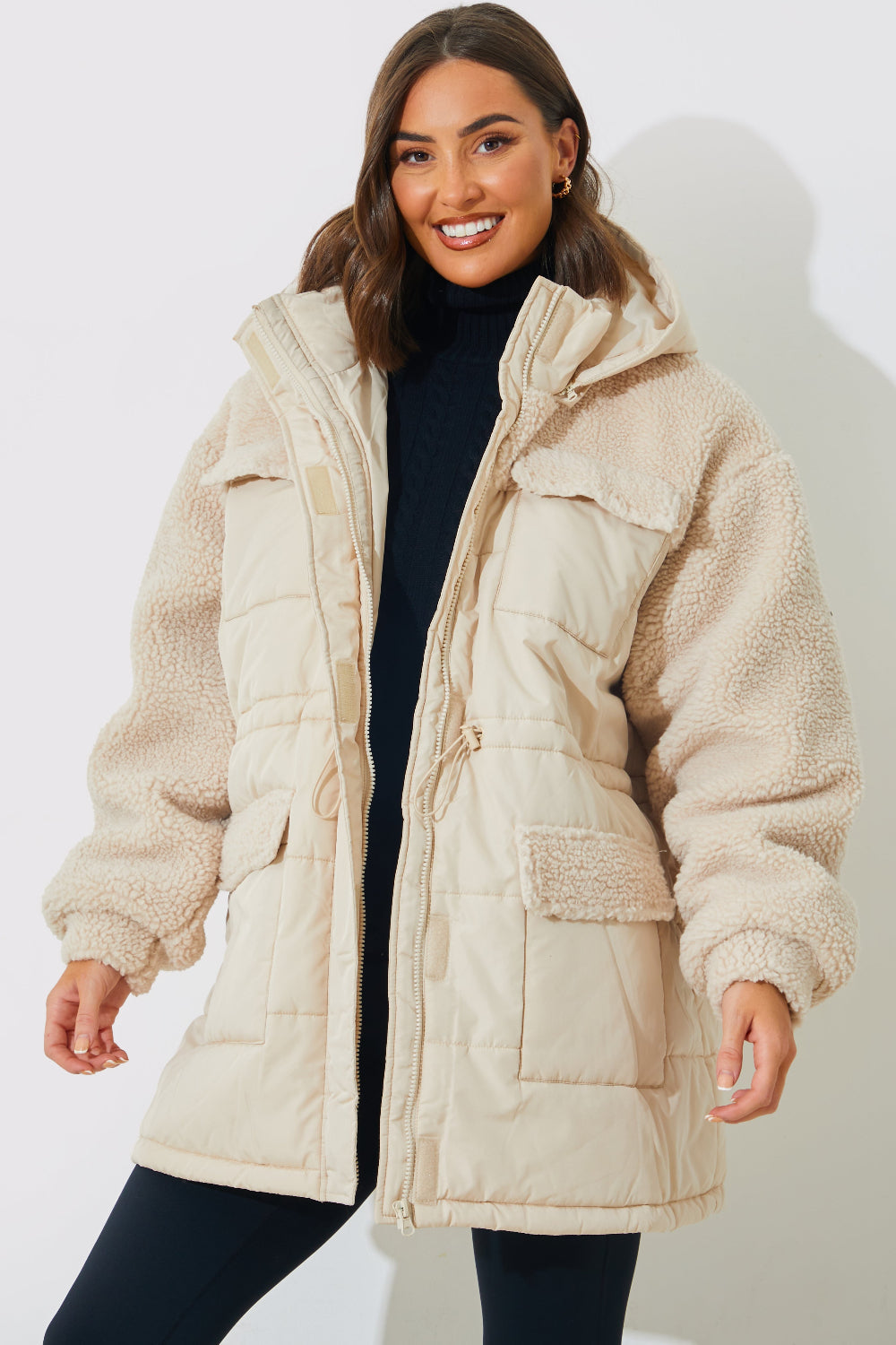 Detachable Hood Borg Puffer Coat