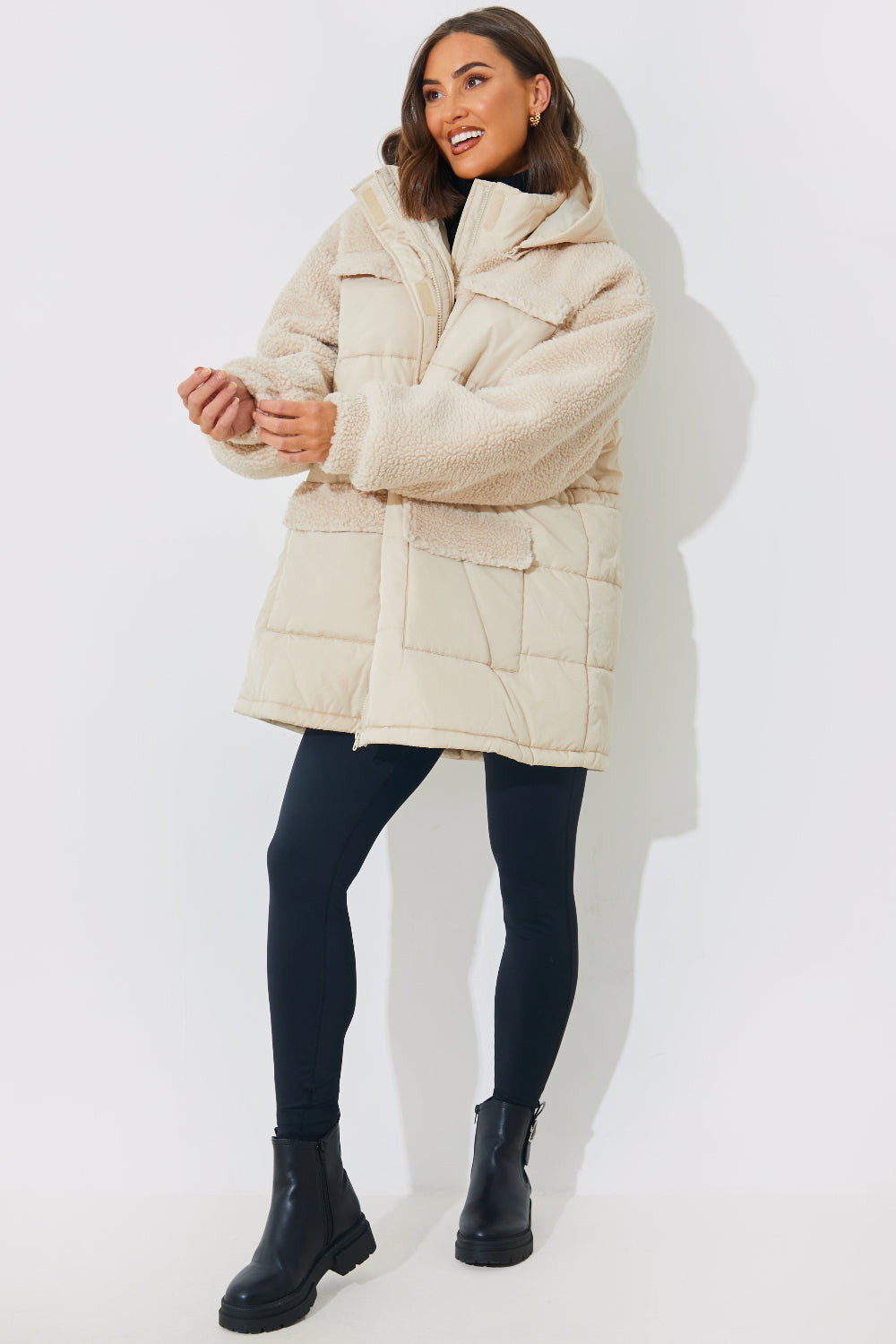 Detachable Hood Borg Puffer Coat