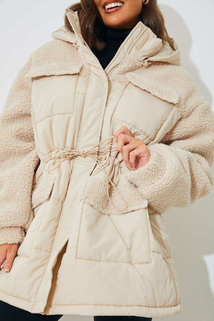 Detachable Hood Borg Puffer Coat