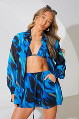 Abstract Print Chiffon Co-Ord Beach Short